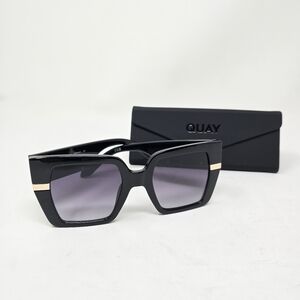 NIB Quay Notorious Oversized Square Frame Black Sunglasses
